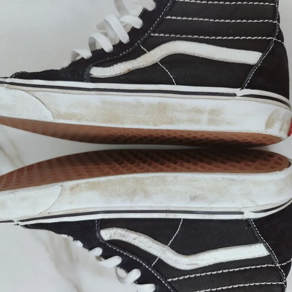 Vans Sk8-Hi Black White High Top Skate Shoes Sneakers, 8(M) 9.5(W)